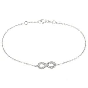 0.15 Carat Natural Diamond Infinity Bracelet 14K White Gold