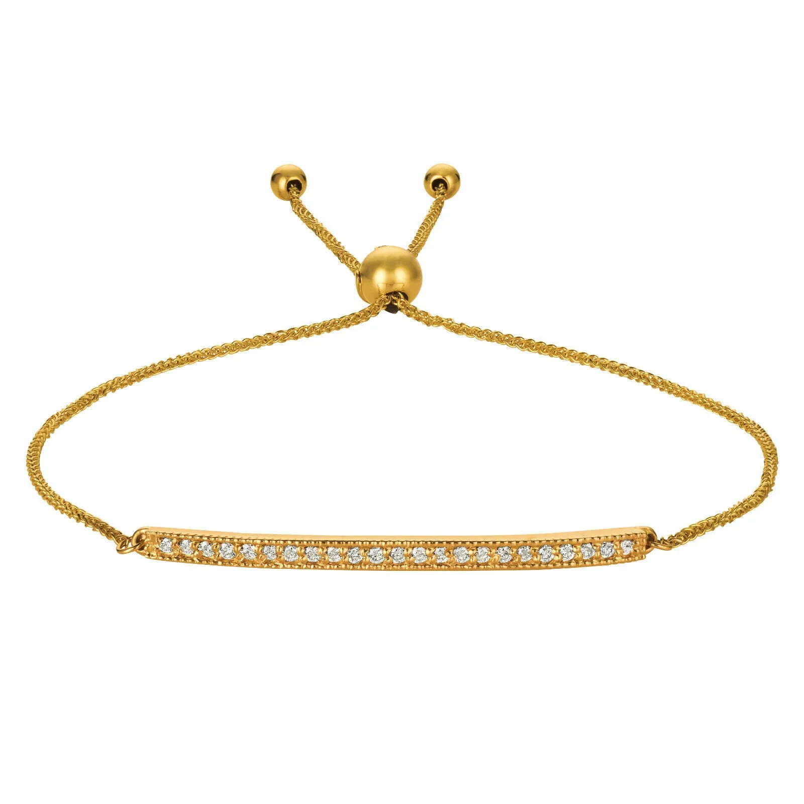 0.20 Carat Natural Diamond Bolo Bar Bracelet G SI 14K Yellow Gold 7'' adjustable