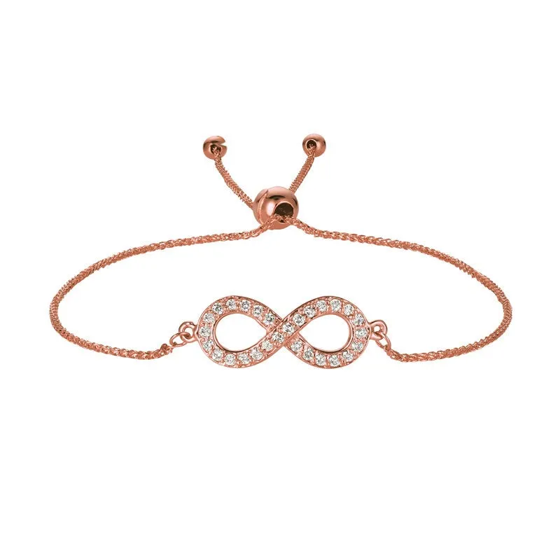 0.25 Carat Diamond Bolo Infinity Bracelet G SI 14K Yellow Gold 7'' adjustable