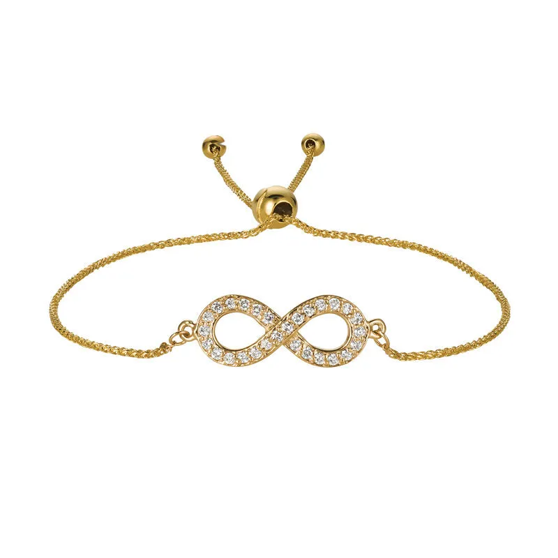 0.25 Carat Diamond Bolo Infinity Bracelet G SI 14K Yellow Gold 7'' adjustable