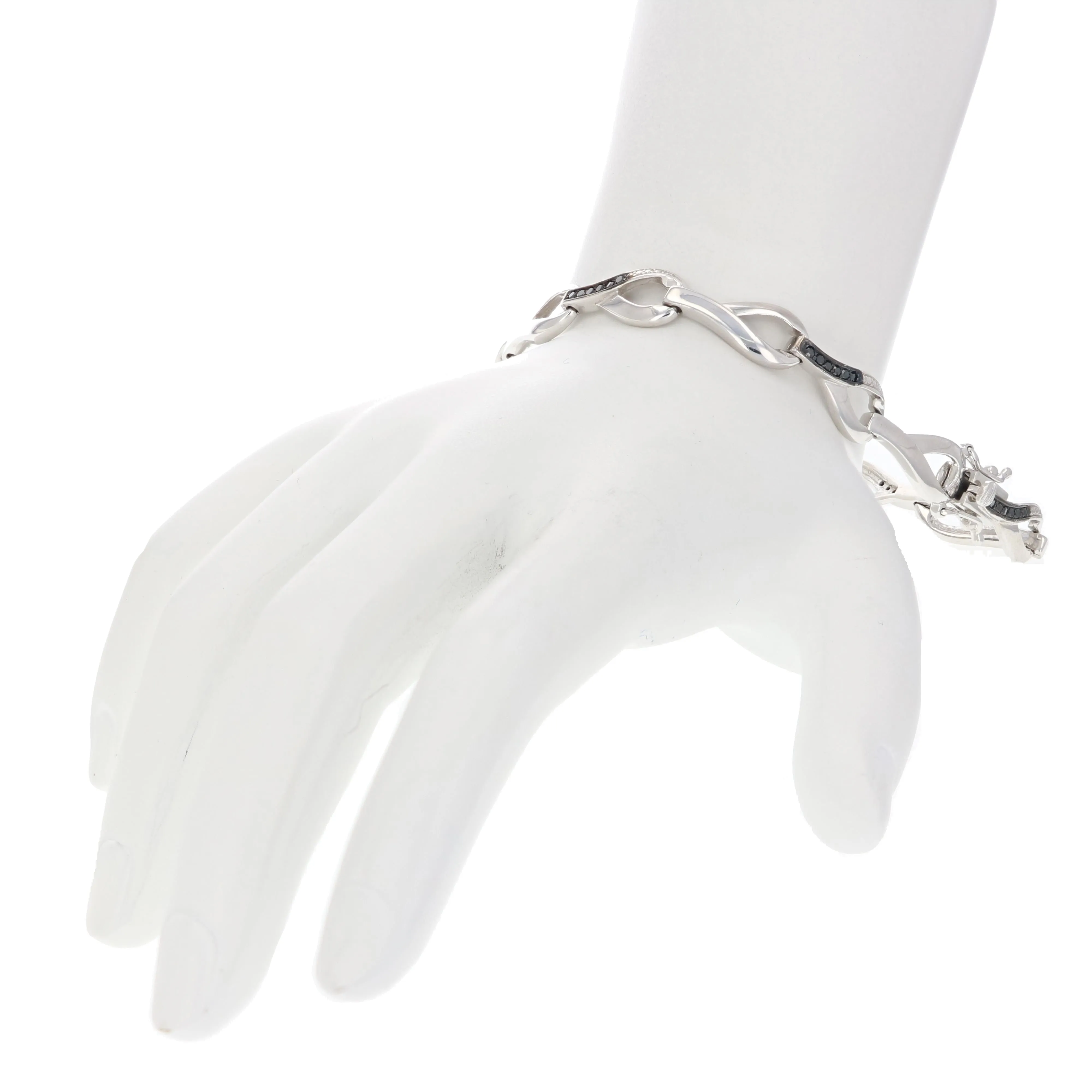 0.35 cttw Black Diamond Chain Drop Tennis Bracelet in Sterling Silver