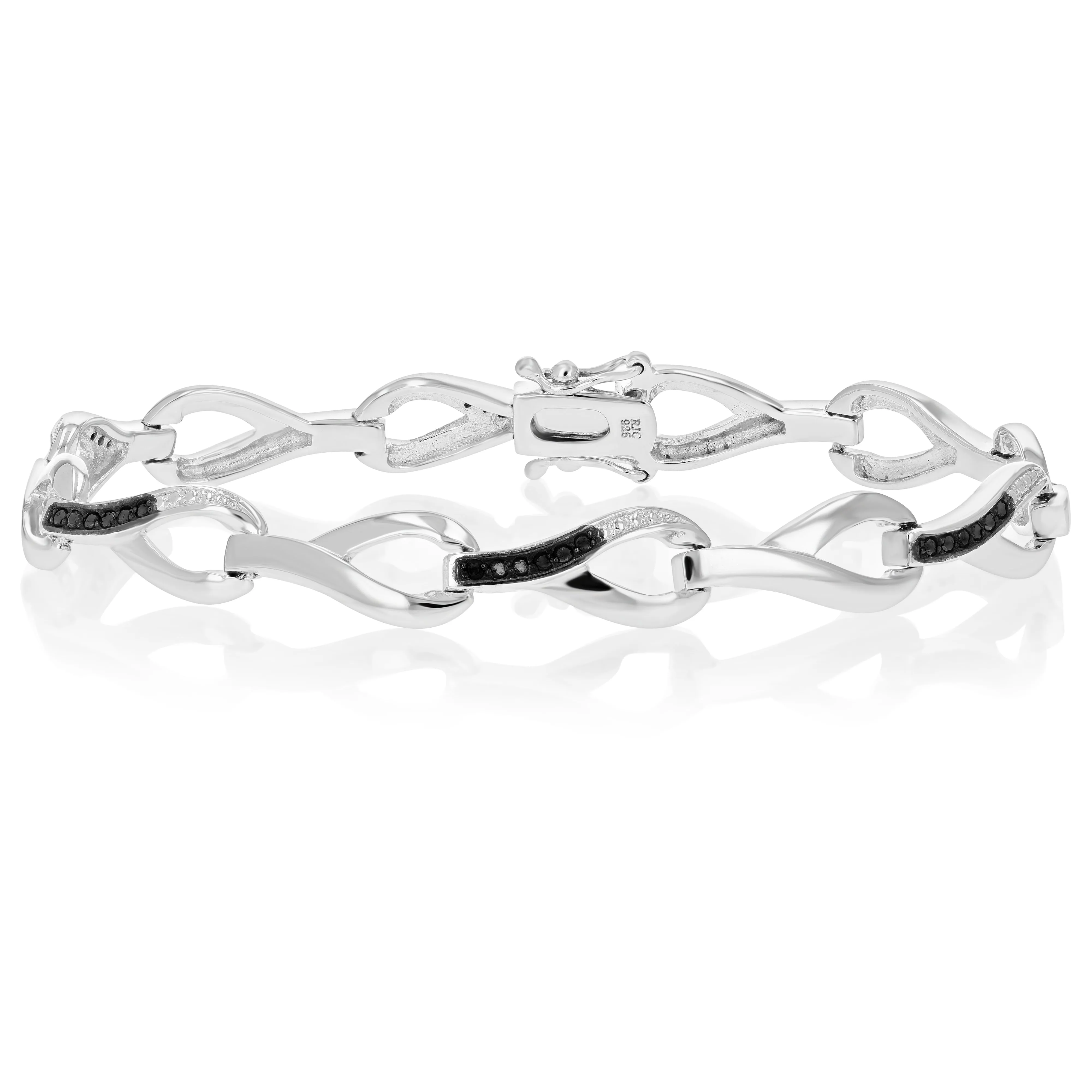 0.35 cttw Black Diamond Chain Drop Tennis Bracelet in Sterling Silver