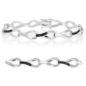 0.35 cttw Black Diamond Chain Drop Tennis Bracelet in Sterling Silver