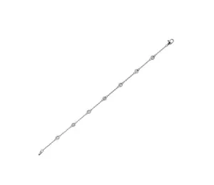 0.50 Carat Natural Diamond Bezel Bracelet G SI 14K White Gold 7'' 7 stones