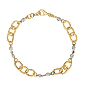 0.50 Carat Natural Diamond Chain Style Bracelet G SI 14K Yellow Gold 7''
