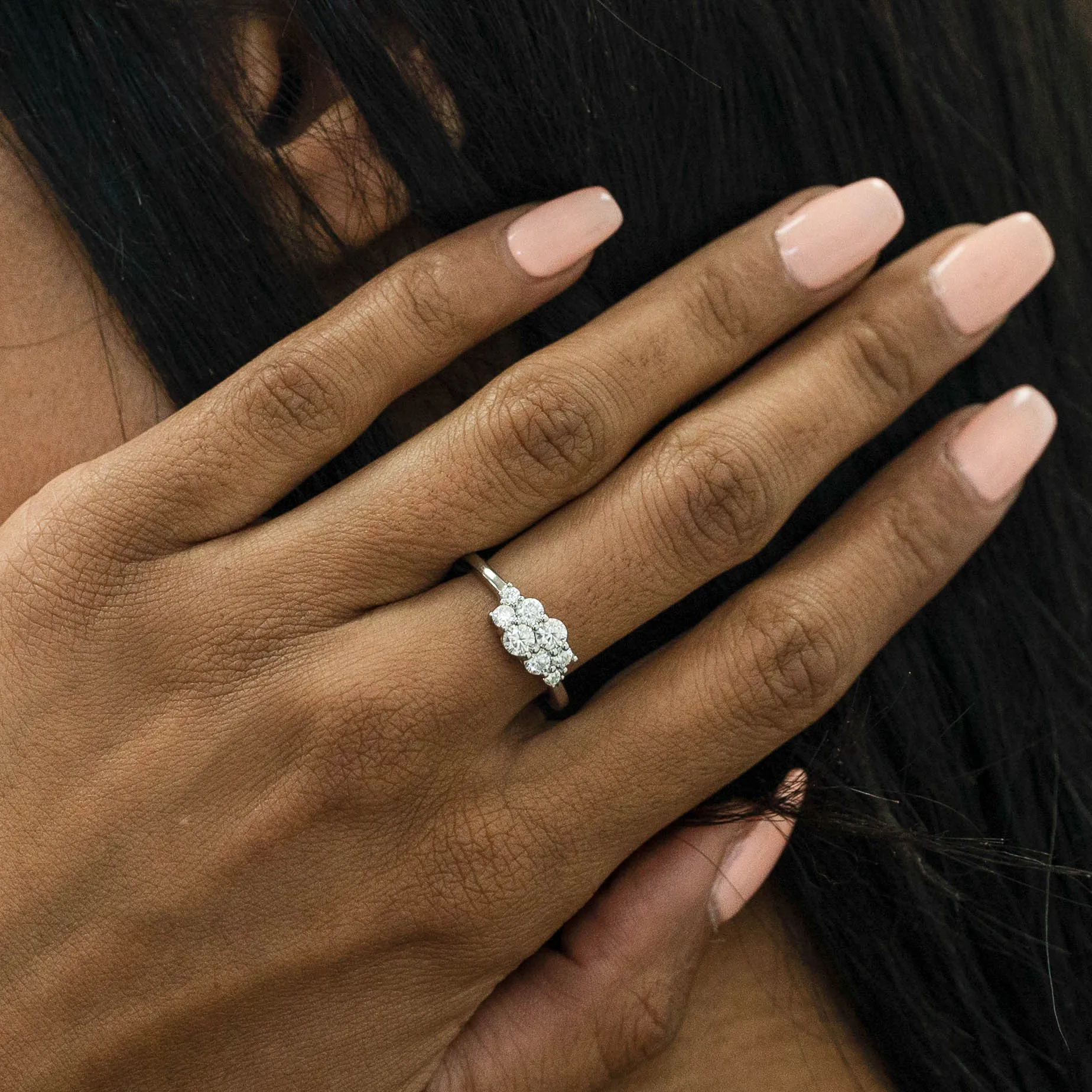 0.74 d.e.w cts Celena Moissanite Ring