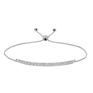 0.75 Carat Natural Diamond Bolo Bar Bracelet G SI 14K White Gold 7'' adjustable