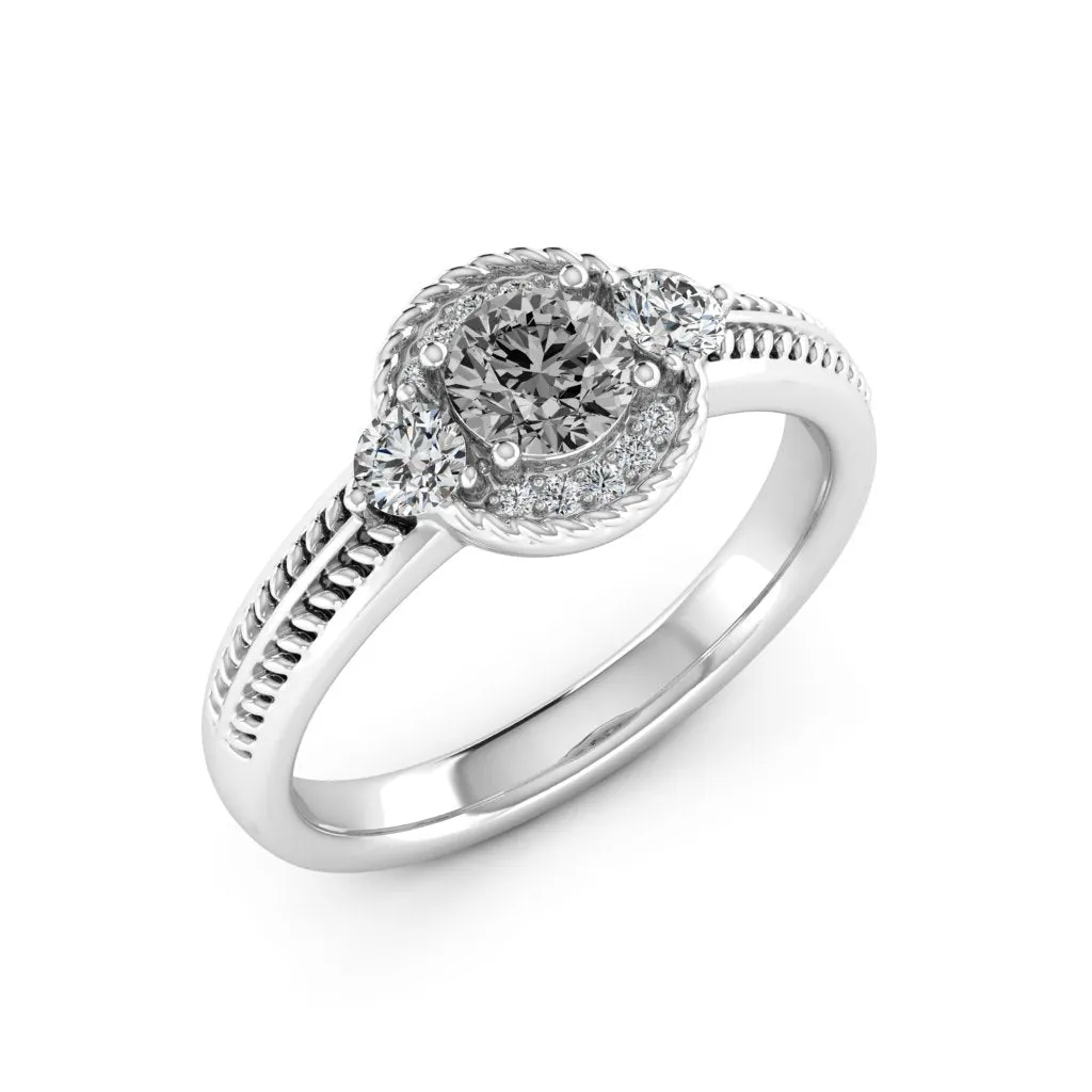 0.77 d.e.w cts Mili Moissanite Ring