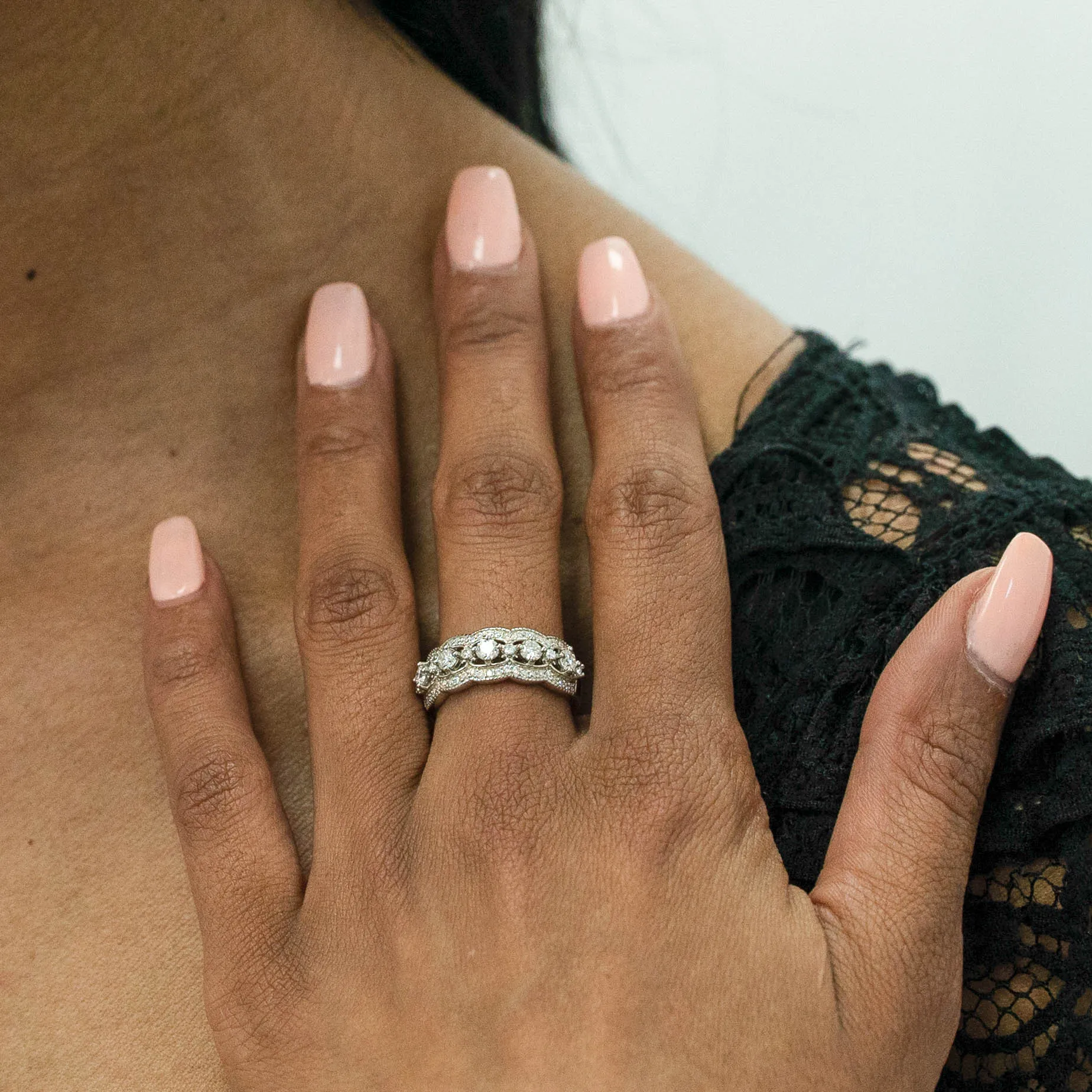 0.87 d.e.w cts Diadem Moissanite Ring