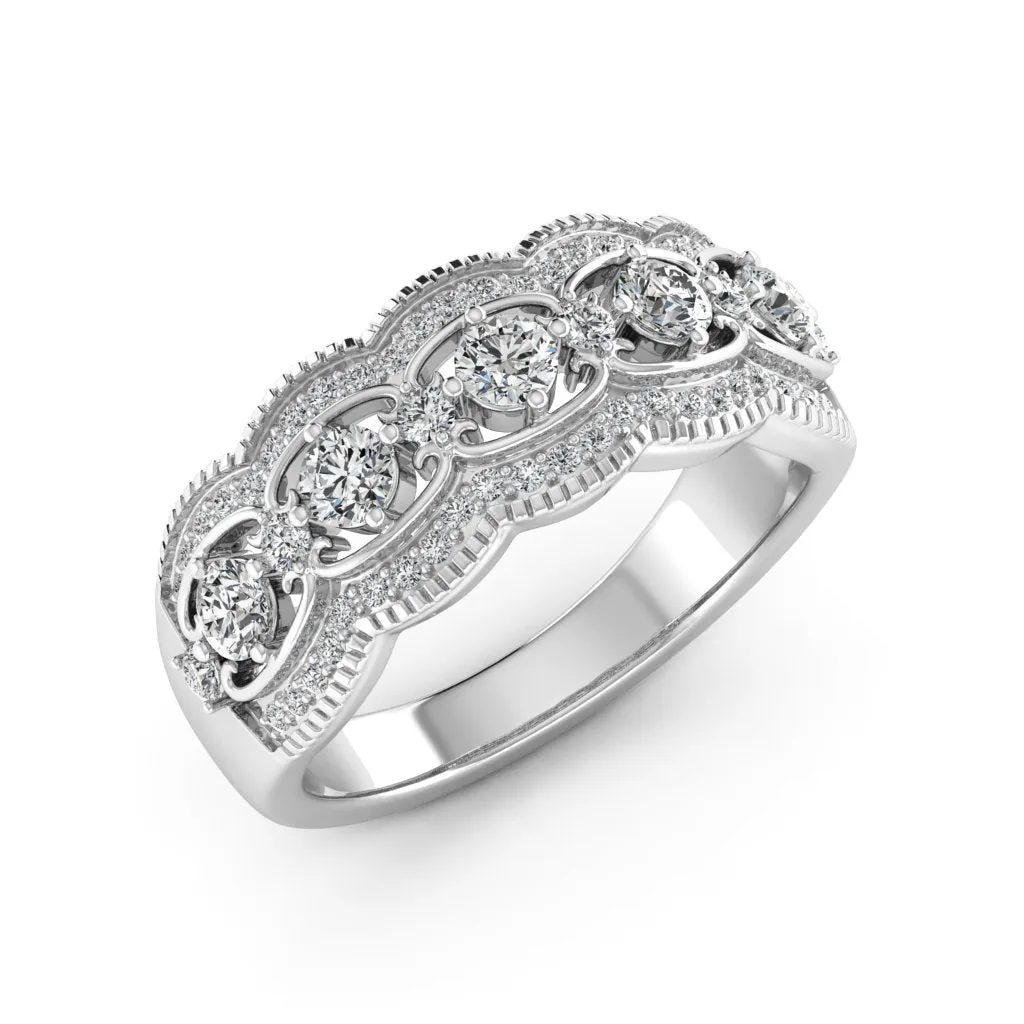 0.87 d.e.w cts Diadem Moissanite Ring