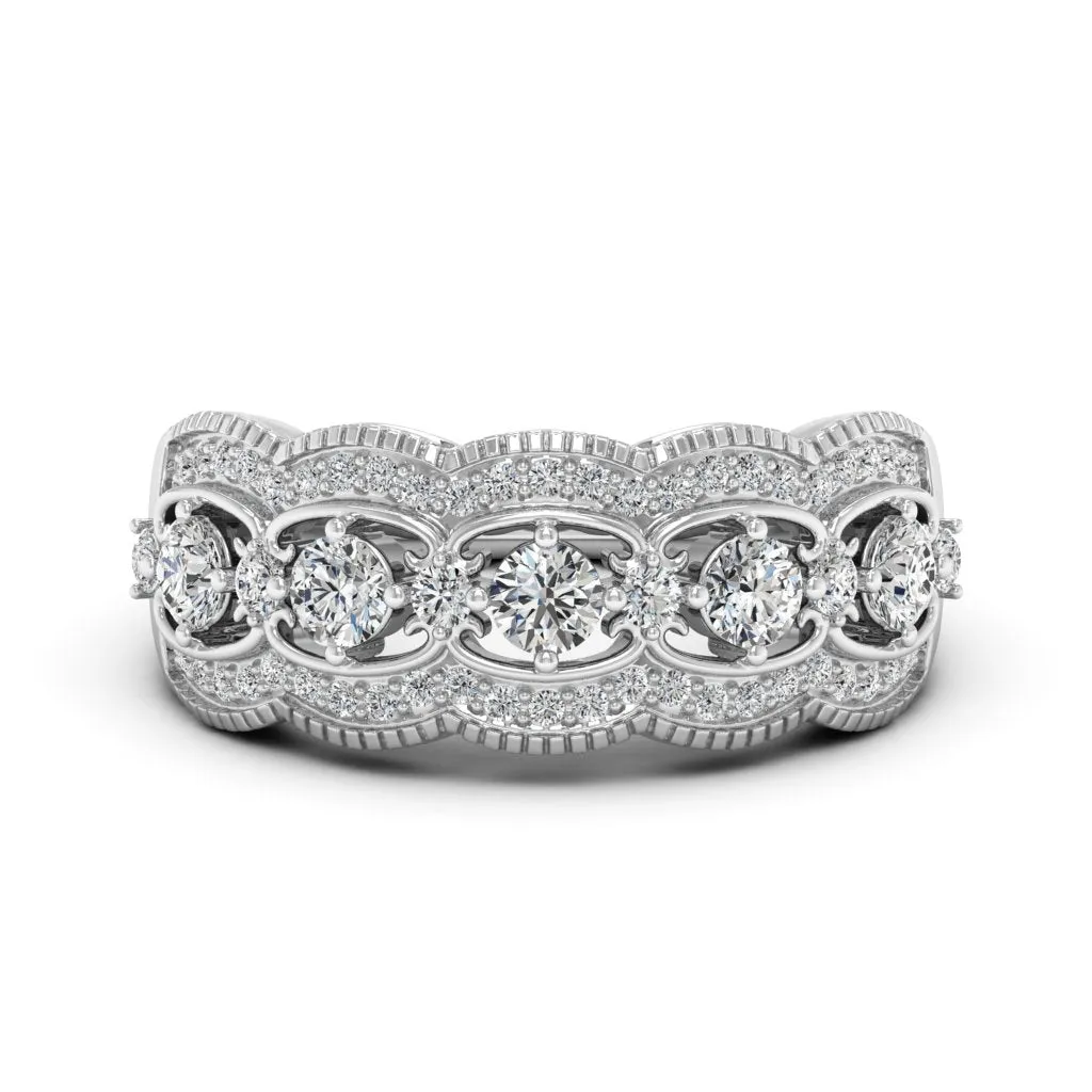 0.87 d.e.w cts Diadem Moissanite Ring