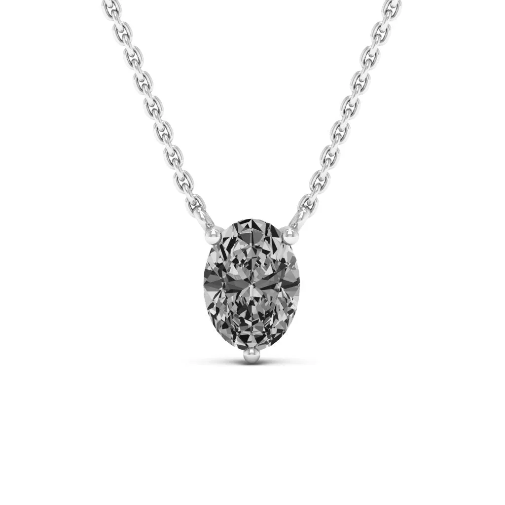 0.90 d.e.w cts 7x5mm Oval Colleen Moissanite Necklace