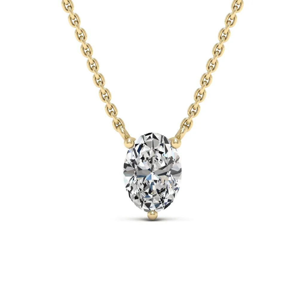 0.90 d.e.w cts 7x5mm Oval Colleen Moissanite Necklace