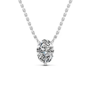 0.90 d.e.w cts 7x5mm Oval Colleen Moissanite Necklace