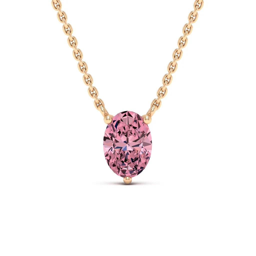 0.90 d.e.w cts 7x5mm Oval Colleen Moissanite Necklace