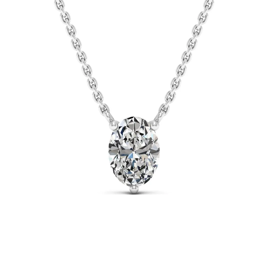 0.90 d.e.w cts 7x5mm Oval Colleen Moissanite Necklace