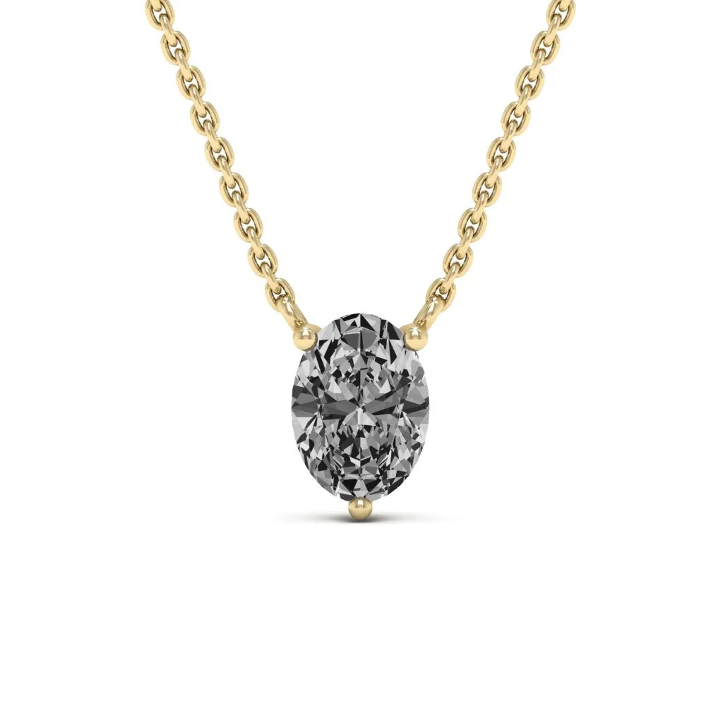 0.90 d.e.w cts 7x5mm Oval Colleen Moissanite Necklace