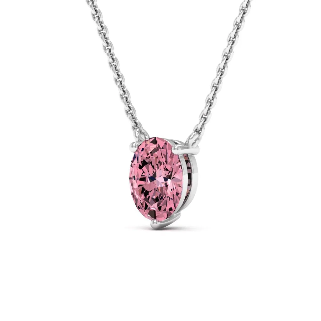 0.90 d.e.w cts 7x5mm Oval Colleen Moissanite Necklace