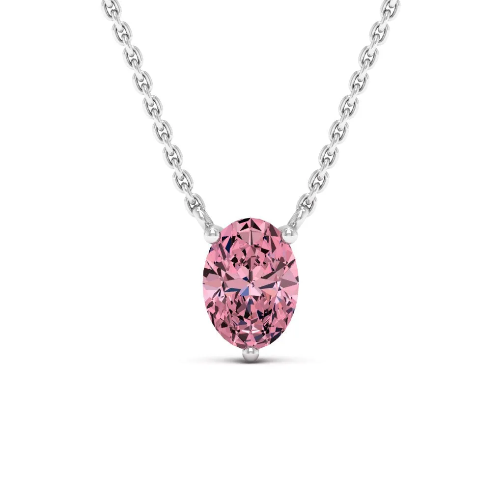 0.90 d.e.w cts 7x5mm Oval Colleen Moissanite Necklace