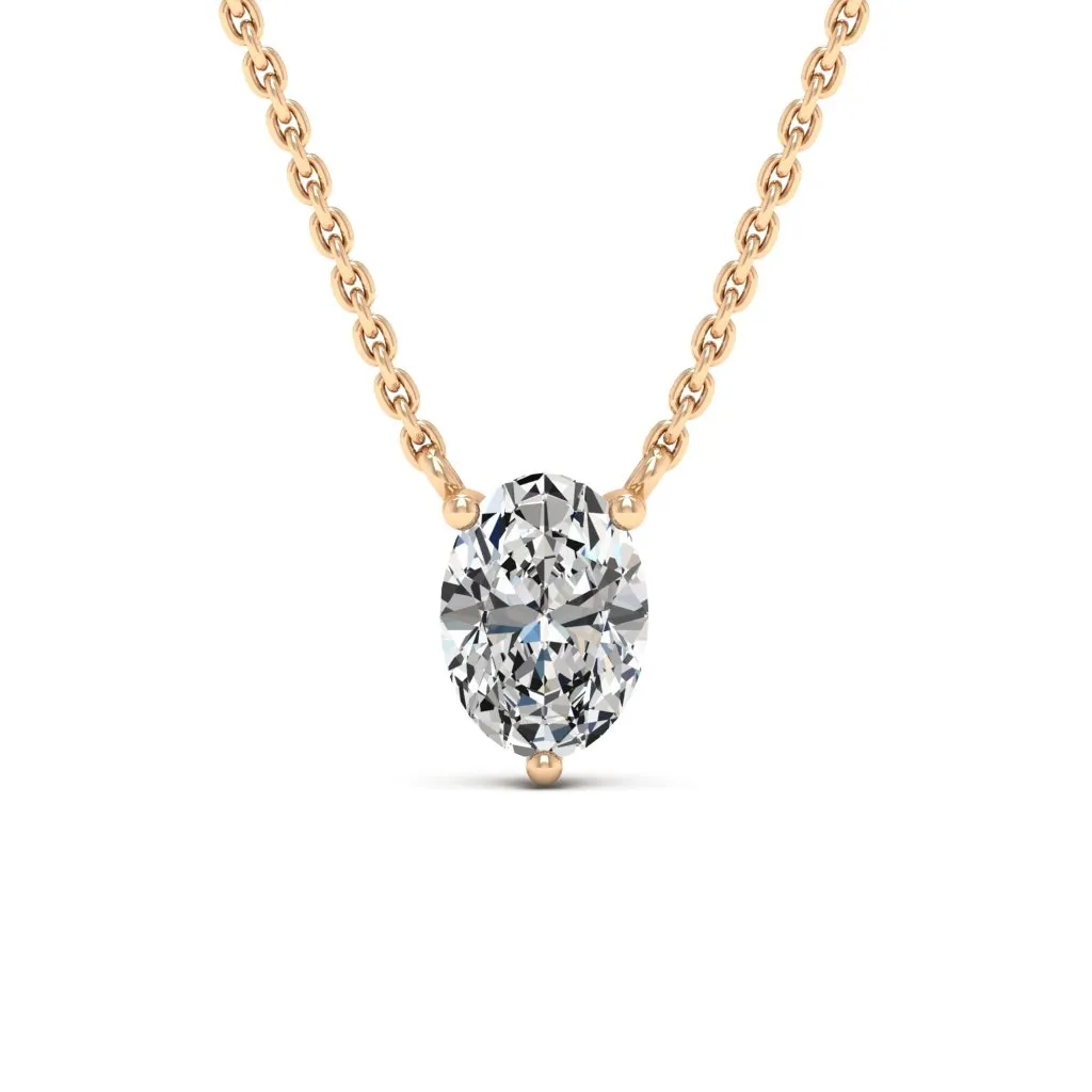 0.90 d.e.w cts 7x5mm Oval Colleen Moissanite Necklace
