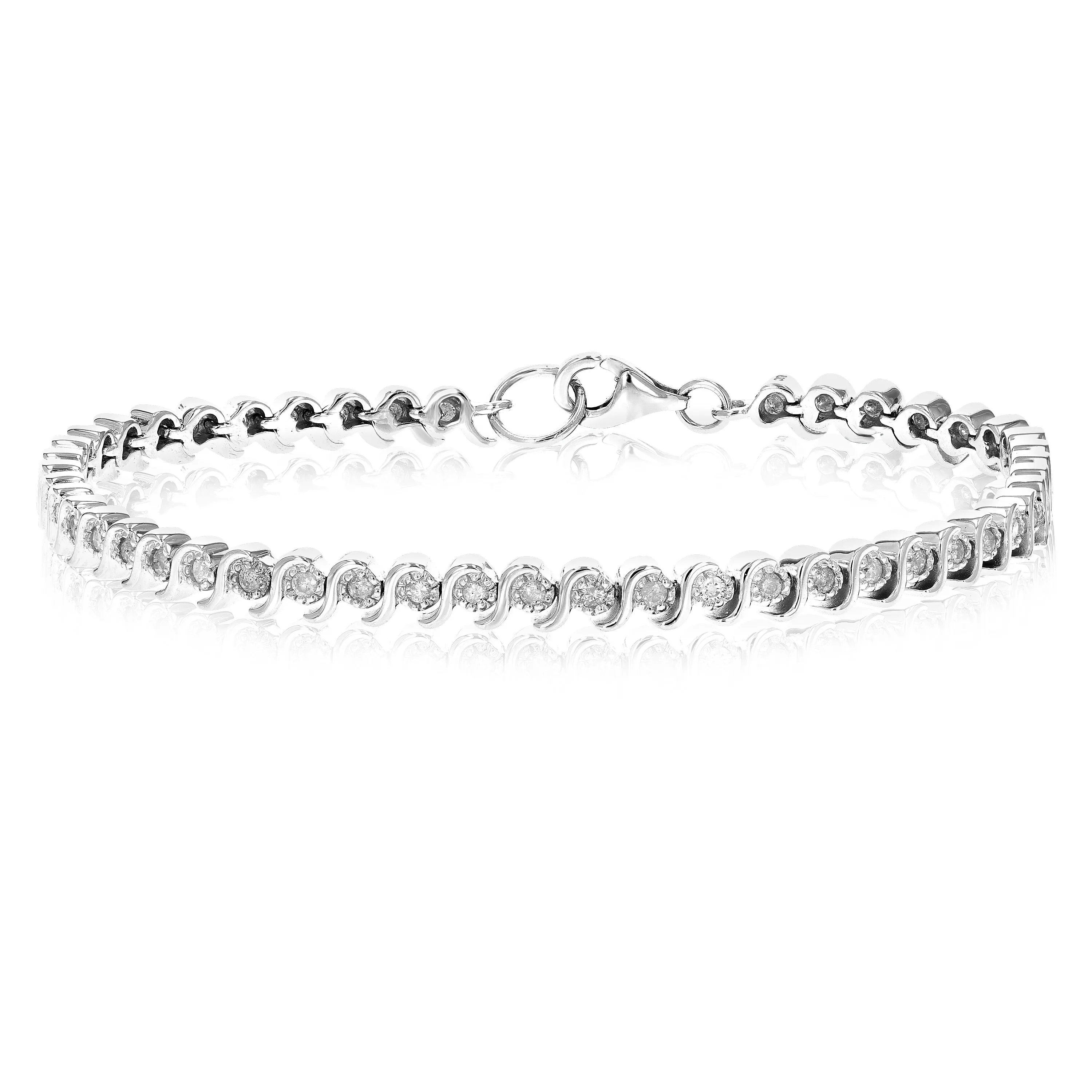 1 cttw Diamond S Link Tennis Bracelet in Sterling Silver