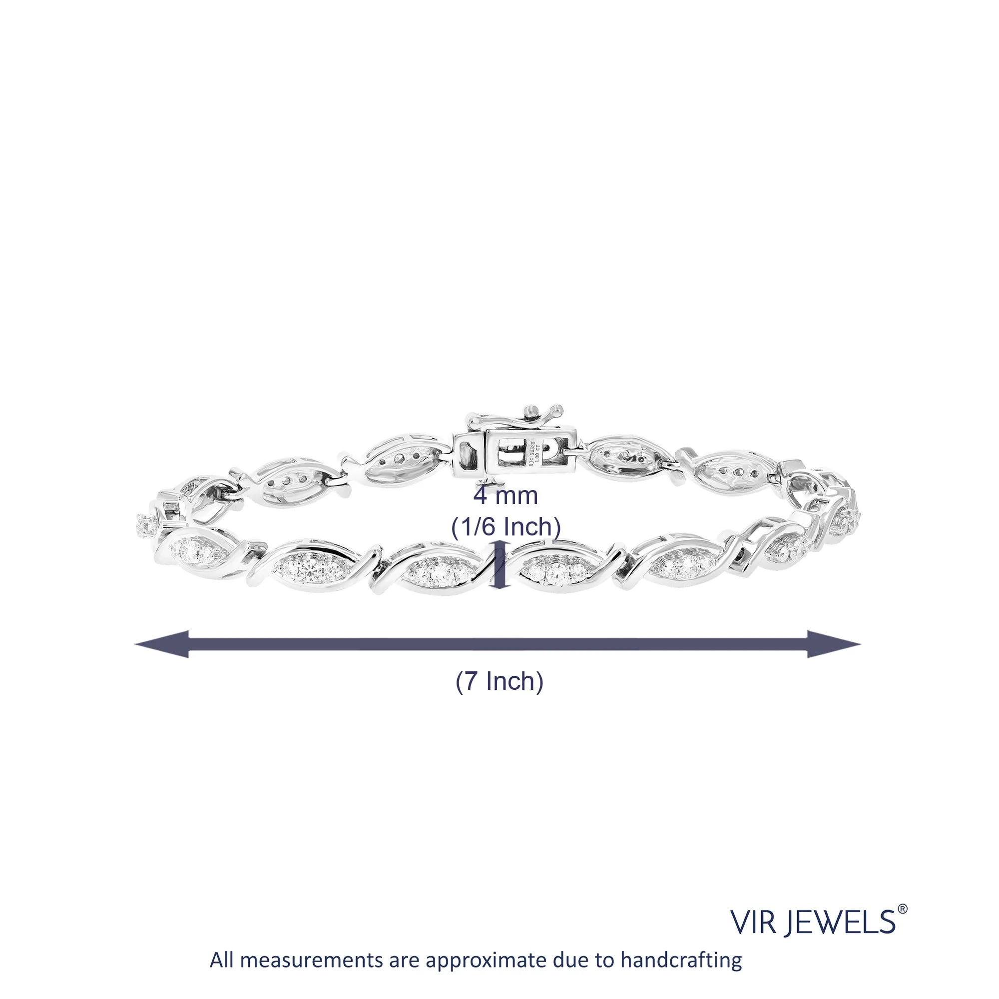 1 cttw Lab Grown Diamond Tennis Bracelet Marquise Sterling Silver