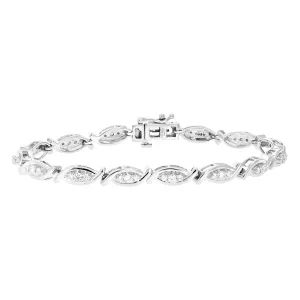 1 cttw Lab Grown Diamond Tennis Bracelet Marquise Sterling Silver