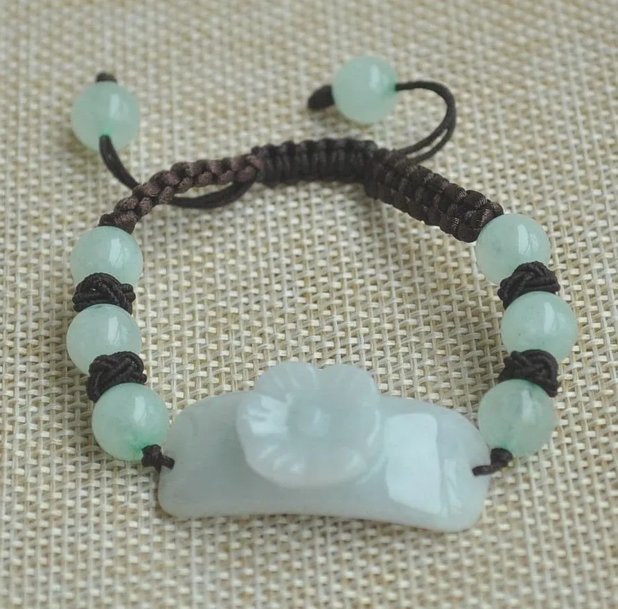 10% OFF- 160 mm Certified Natural Jadeite Emerald Jade Handcarved Flower Bracelet《Grade A》9561