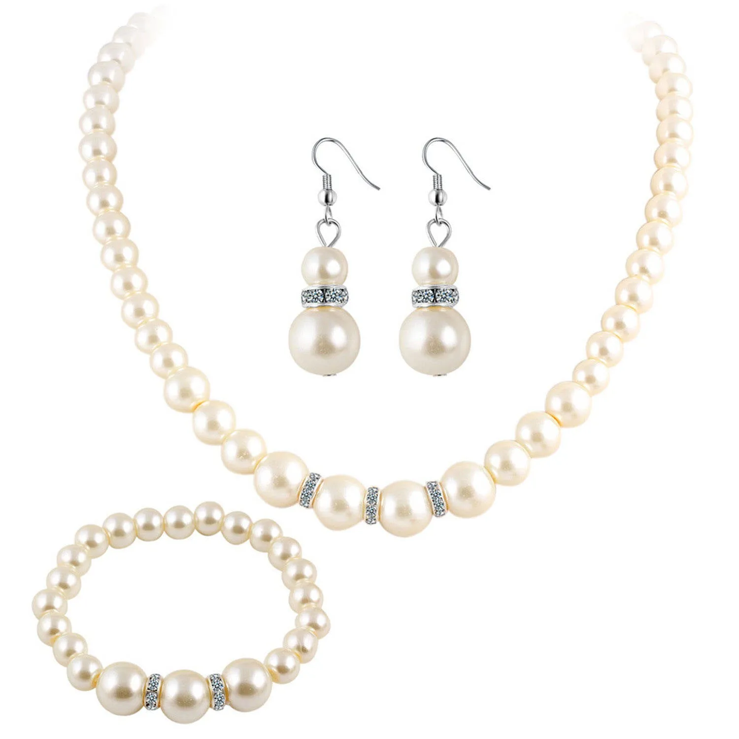10% OFF- 18 in/460 mm L-Certified Natural Fine White South Sea Shell Pearl Necklace   Bracelet   Earrings