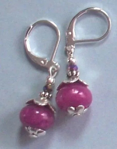 10% OFF- 2 pcs Certified Natural Emerald A*Jade Handmade A Pair of Cherry Jade Drop Earrings SP LEVERBACK