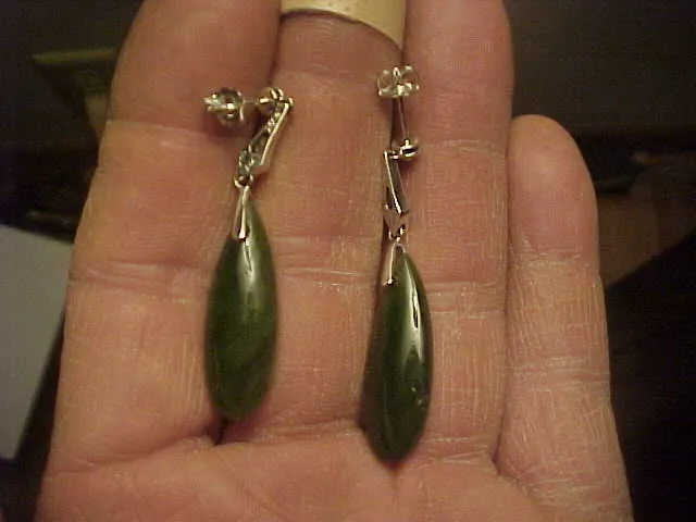 10% OFF- 2 pcs Certified Natural Jadeite Emerald Jade A Pair of Lucky Jade Designer JOY Sterling Silver CZ Garnet Earrings