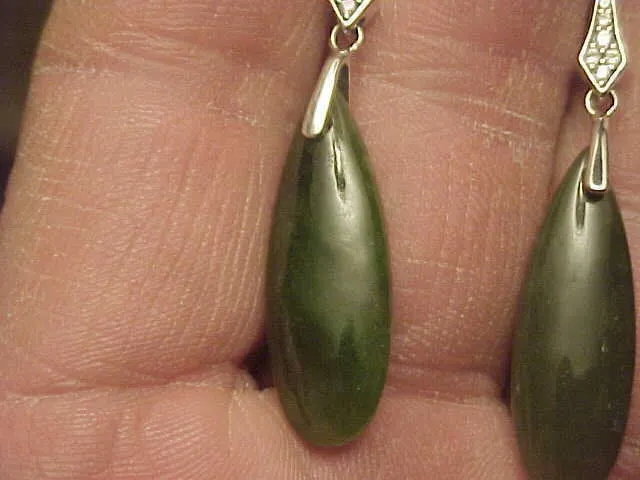 10% OFF- 2 pcs Certified Natural Jadeite Emerald Jade A Pair of Lucky Jade Designer JOY Sterling Silver CZ Garnet Earrings