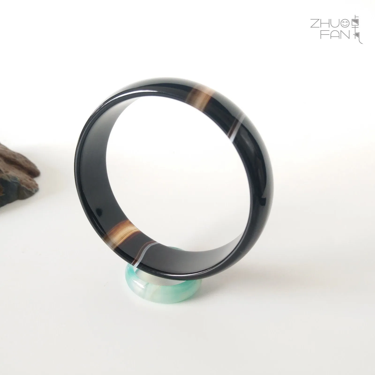 10% OFF- 44-50mm Certified Natural Black Emerald A*Jade HandCarved Bangle A1949