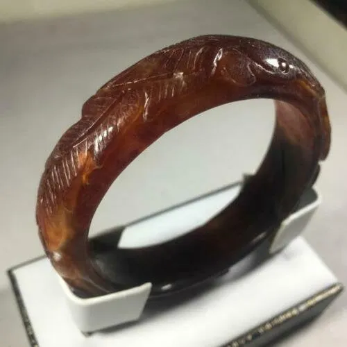 10% OFF- 53/54/55mm Certified Natural Red Jadeite Emerald A*Jade HandCarved Dragon Bracelet Bangle GX3146