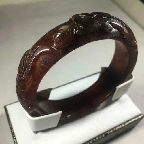 10% OFF- 53/54/55mm Certified Natural Red Jadeite Emerald A*Jade HandCarved Dragon Bracelet Bangle GX3146