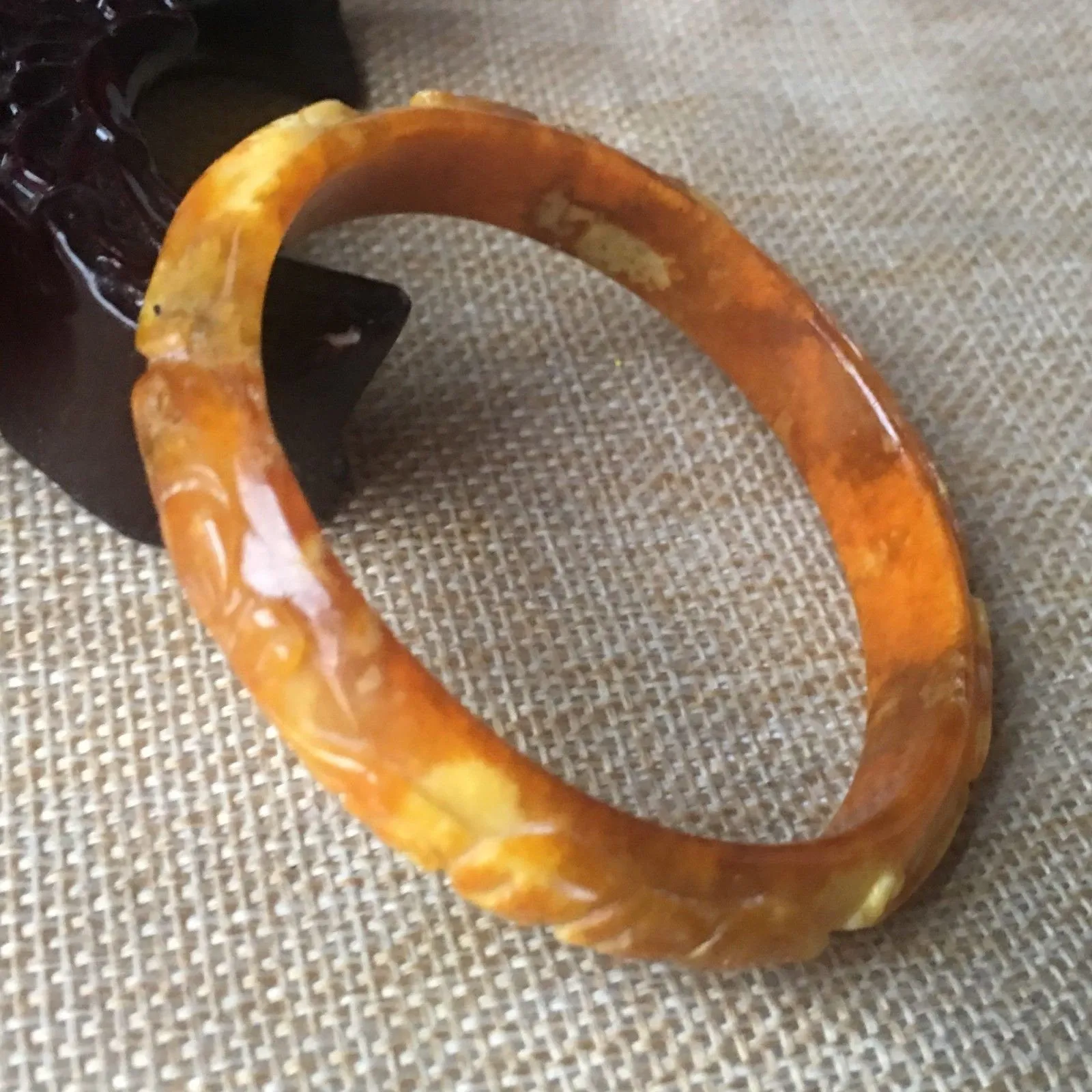 10% OFF- 54/55/56mm Certified Natural Yellow Jadeite Emerald A*Jade HandCarved Ruyi Flower Bangle B118