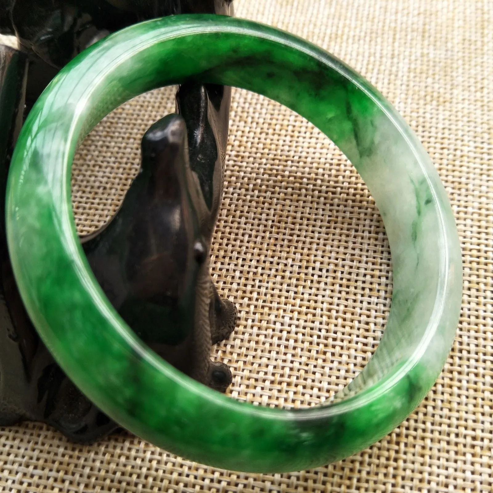 10% OFF- 55/56/57 mm Certified Natural Jadeite Emerald Jade Bangle《Grade A》H222