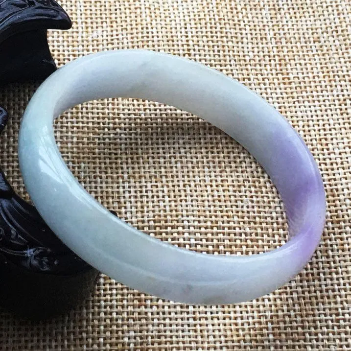 10% OFF- 55/56/57 mm Certified Natural Lavender Jadeite Emerald A Jade HandCarved Bracelet Bangle F023