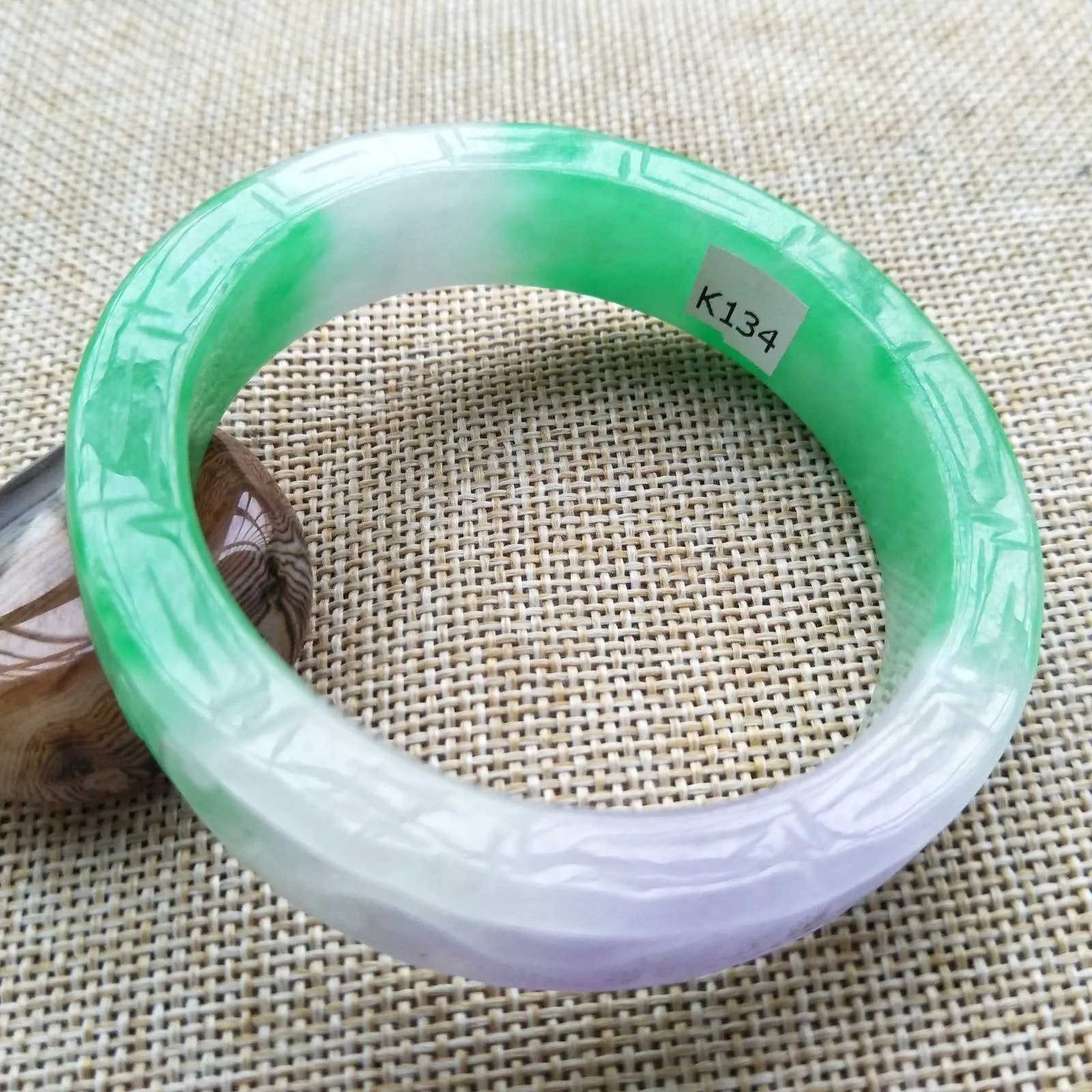 10% OFF- 55/56/57mm Certified Natural 3 Color Jadeite Emerald A Jade Handcarved Ruyi Flower Bangle K134