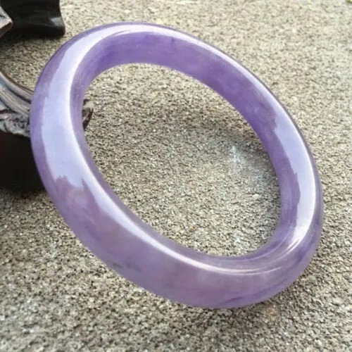 10% OFF- 55/56/57mm Certified Natural Lavender Jadeite Emerald A*Jade HandCarved Round Bangle x9415