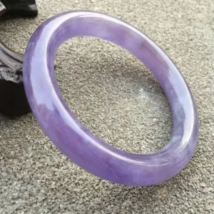 10% OFF- 55/56/57mm Certified Natural Lavender Jadeite Emerald A*Jade HandCarved Round Bangle x9415