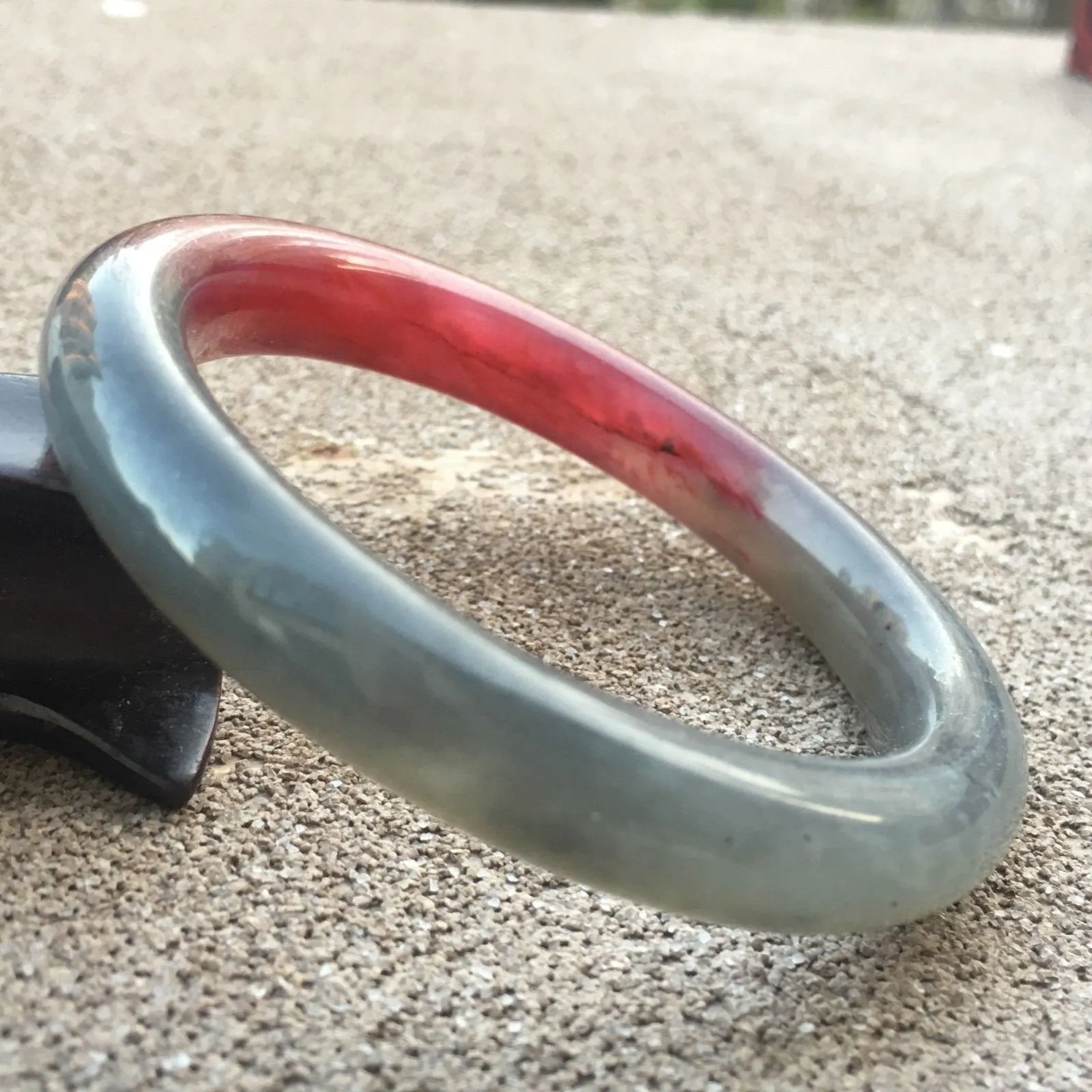 10% OFF- 55/56/57mm Certified Natural Red Xiu Emerald A*Jade HandCarved Bangle B064