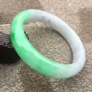 10% OFF- 55/56/57mm Certified Natural White Green Jadeite Emerald A*Jade HandCarved Bracelet Bangle GX3211