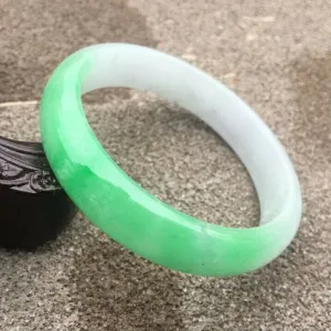 10% OFF- 55/56/57mm Certified Natural White Green Jadeite Emerald A*Jade HandCarved Bracelet Bangle GX3230