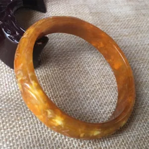 10% OFF- 55/56/57mm Certified Natural Yellow Jadeite Emerald A*Jade HandCarved Ruyi Flower Bangle L031