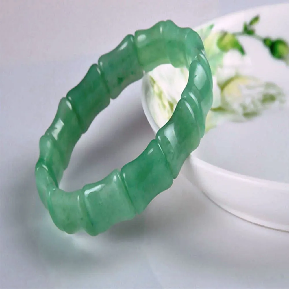 10% OFF- 56-62 mm Certified Natural Ice Jadeite Emerald Dongling Jade A HandCarved Stretchy Bracelet