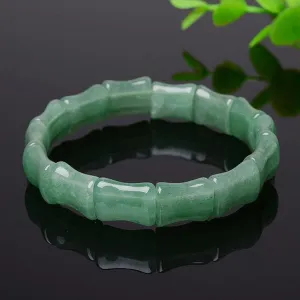 10% OFF- 56-62 mm Certified Natural Ice Jadeite Emerald Dongling Jade A HandCarved Stretchy Bracelet