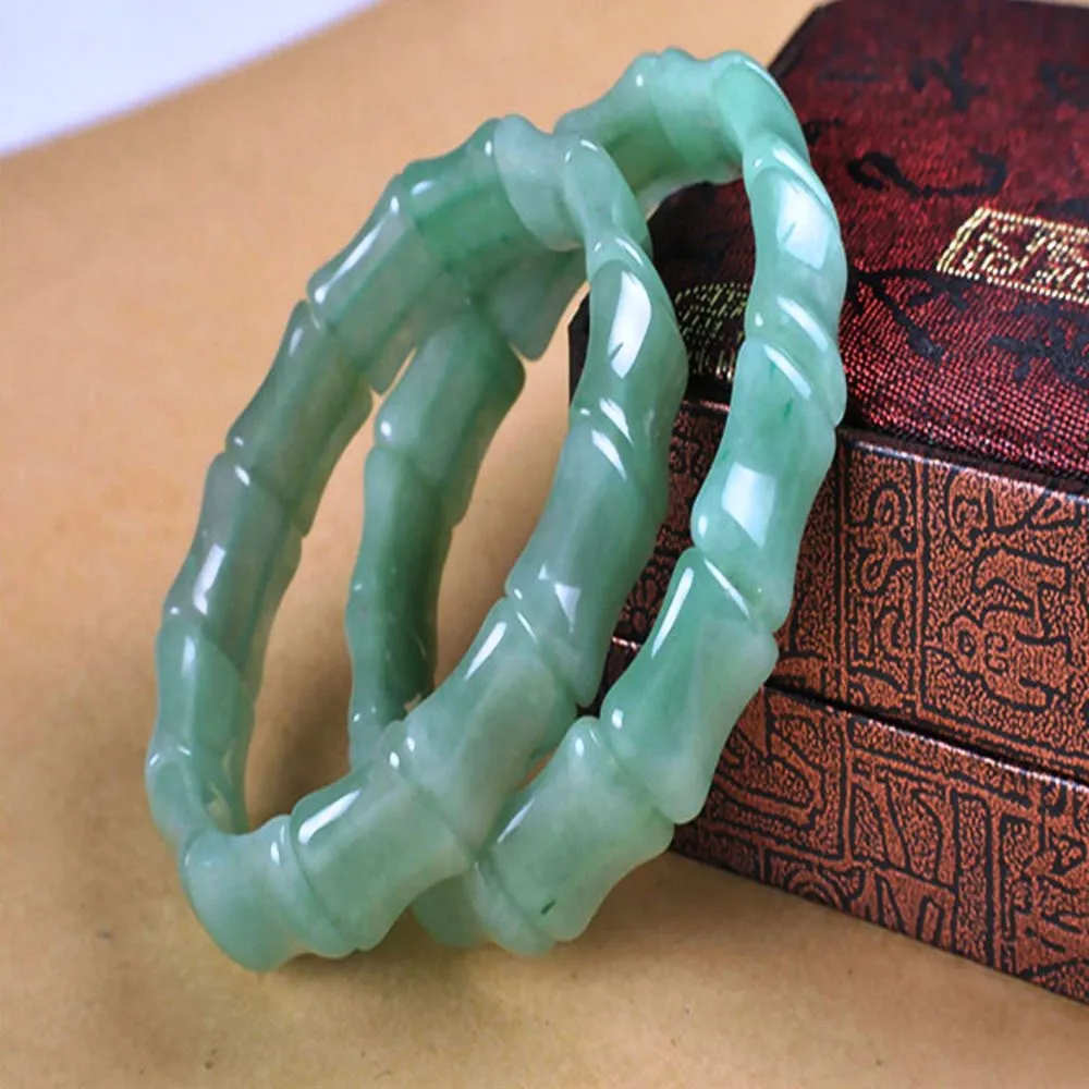 10% OFF- 56-62 mm Certified Natural Ice Jadeite Emerald Dongling Jade A HandCarved Stretchy Bracelet