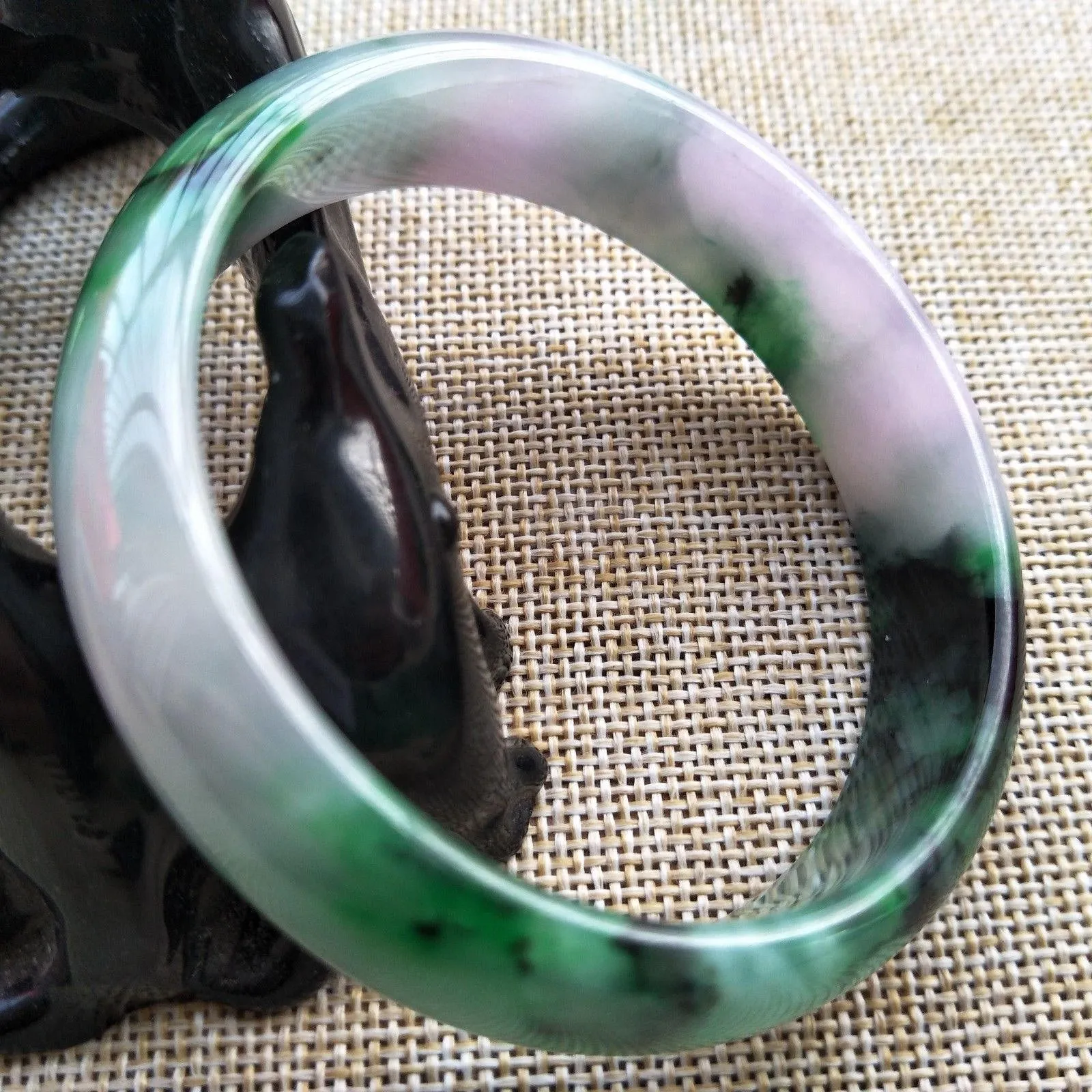 10% OFF- 56/57/58 mm Certified Natural 3 Color Jadeite Emerald A Jade HandCarved Bracelet Bangle 5058