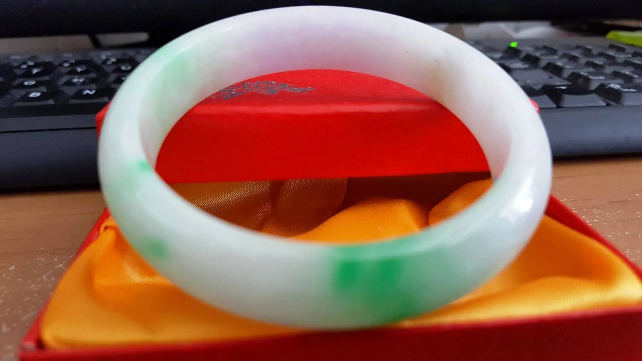 10% OFF- 56/57/58 mm Certified Natural 3 Color Jadeite Emerald A Jade HandCarved Bracelet Bangle A517